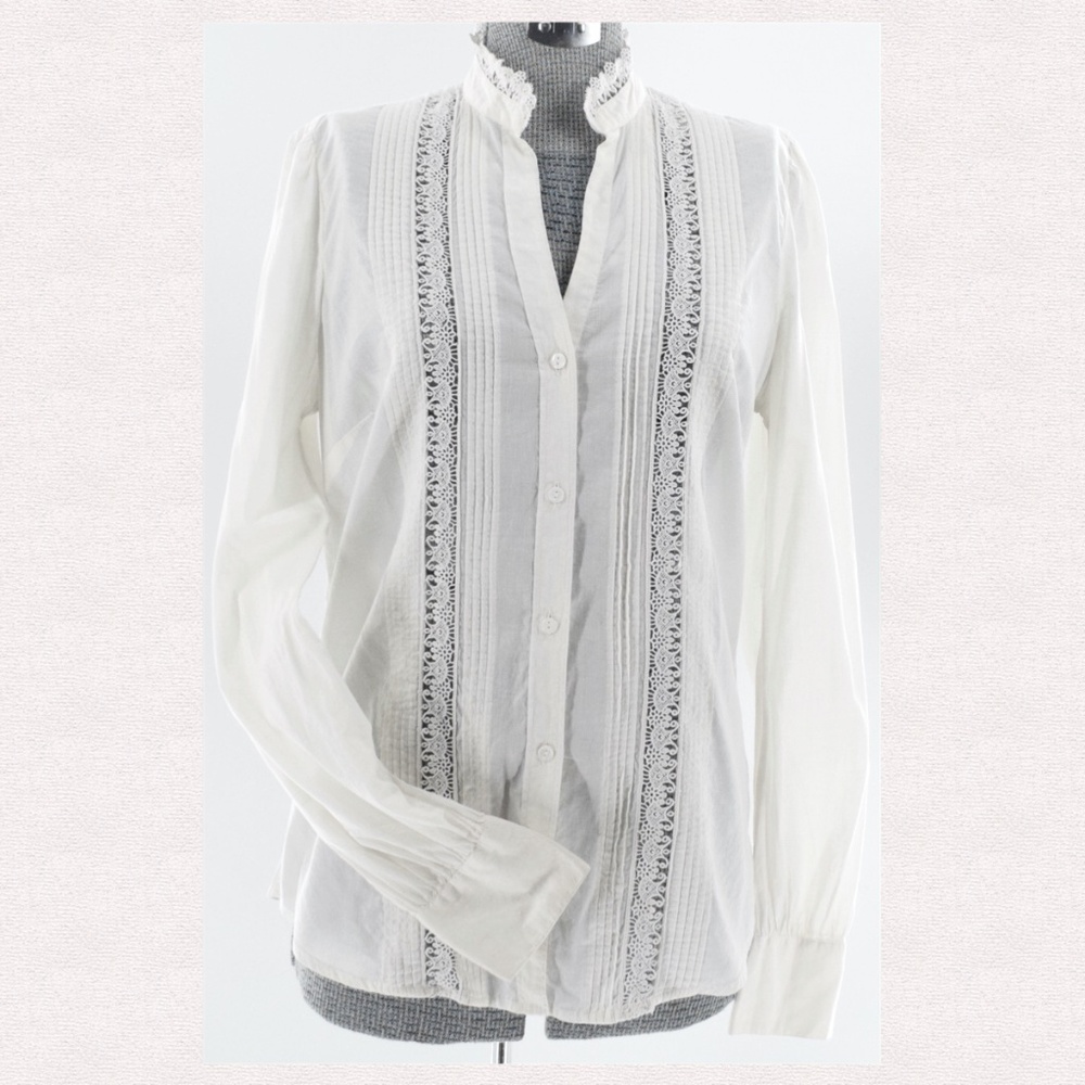Lucky Brand Blouse with Lace Insets M